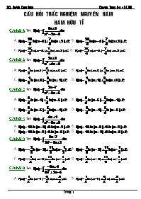 Câu hỏi trắc nghiệm Giải tích 12 - Nguyên hàm, hàm hữu tỉ - Huỳnh Công Dũng
